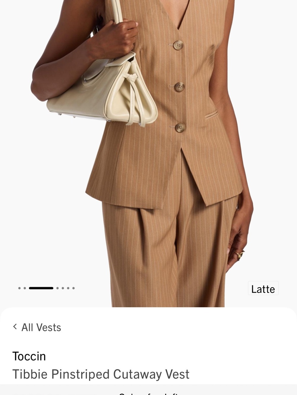Toccon Women's Tan Pinstripe Sleeveless Vest